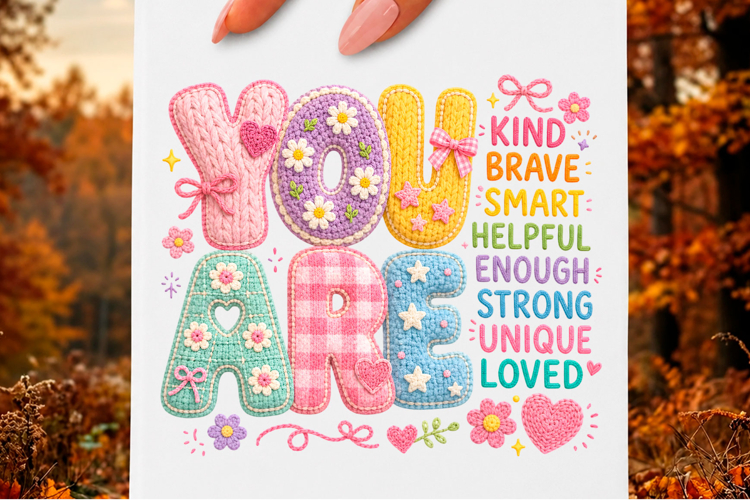 You Are Kind Brave Smart Faux Yarn PNG example image 1
