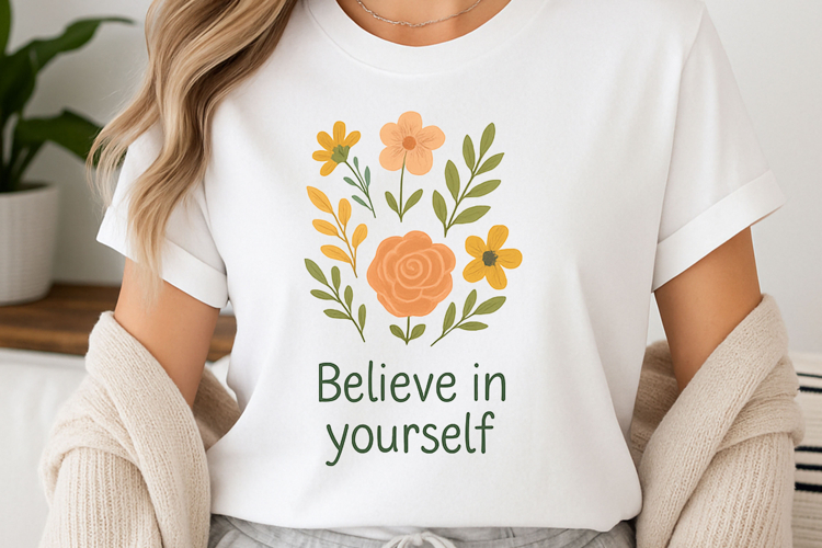 Positive quote with watercolor floral t-shirt sublimation