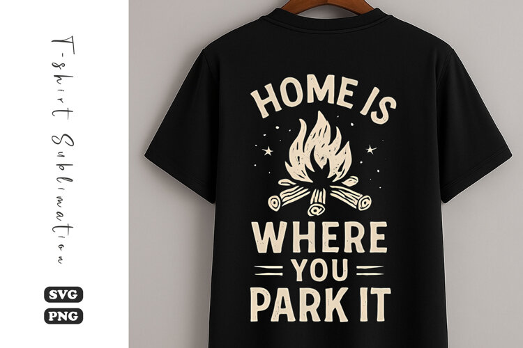 Home Is Where You Park It SVG | Camping T-Shirt Design example image 1