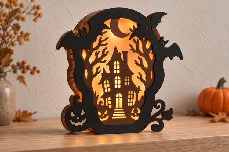 Haunted House Halloween Lantern SVG Laser Cut Files
