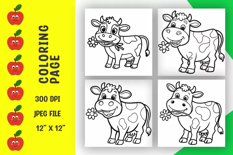 Cow coloring pages, coloring book
