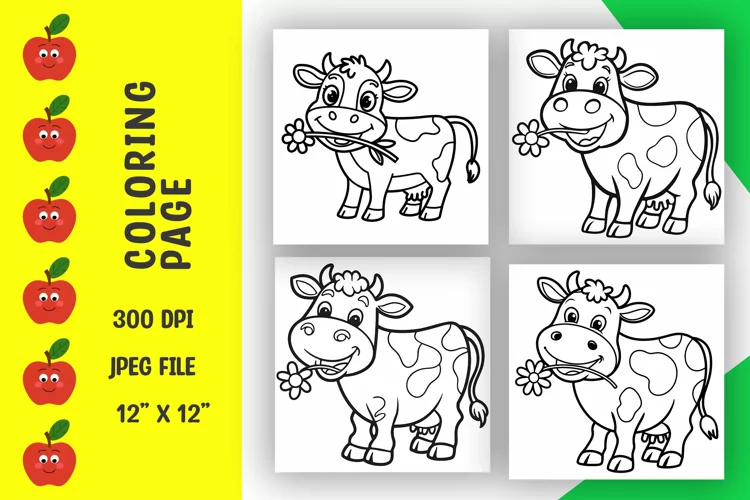 Cow coloring pages, coloring book