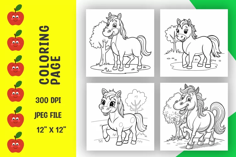 Horse coloring pages, coloring book