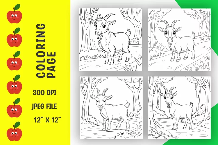 Goat coloring pages, coloring book