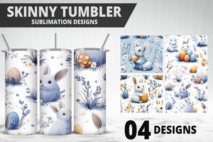 Easter Flower Sublimation| Bunny Tumbler Wrap|Easter Tumbler example image 1