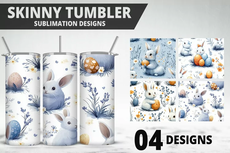 Easter Flower Sublimation| Bunny Tumbler Wrap|Easter Tumbler