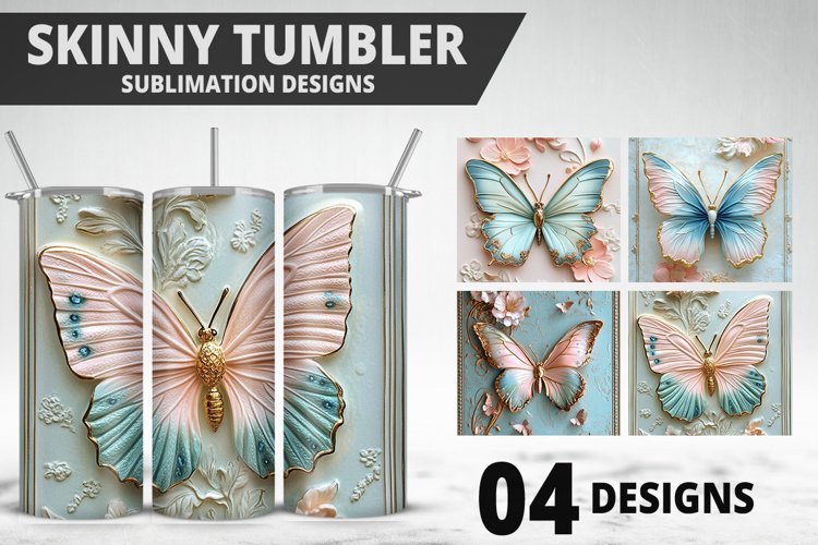 3D Butterfly 20 oz Tumbler Design| Butterfly Flower Tumbler example image 1