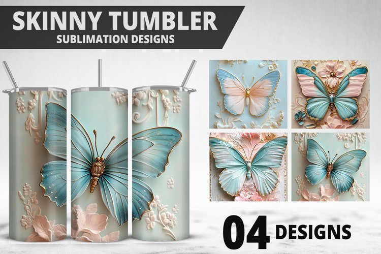3D Butterfly 20 oz Tumbler Design| Butterfly Flower Tumbler example image 1
