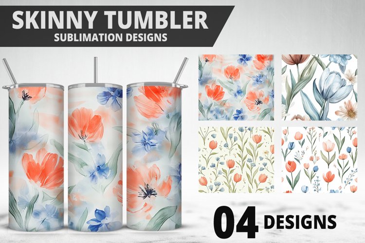 Flowers Tumbler Wrap | Sublimation Design | Tumble PNG