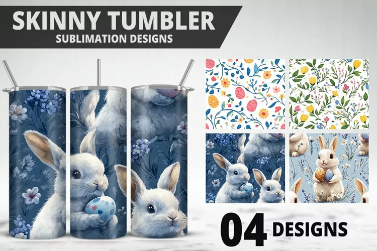 Easter Flower Sublimation| Bunny Tumbler Wrap|Easter Tumbler