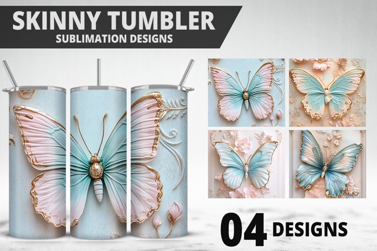 3D Butterfly 20 oz Tumbler Design| Butterfly Flower Tumbler example image 1
