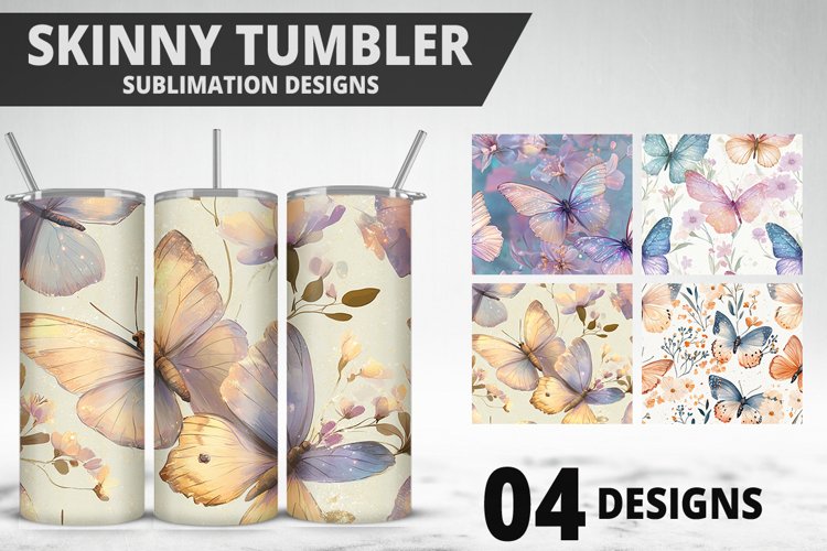 3D Butterfly 20 oz Tumbler Design| Butterfly Flower Tumbler example image 1