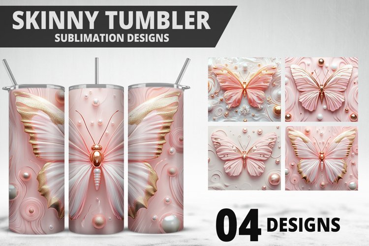 3D Butterfly 20 oz Tumbler Design| Butterfly Flower Tumbler example image 1