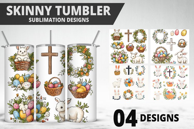 3D Easter Flower Sublimation| Bunny Tumbler Wrap Design example image 1