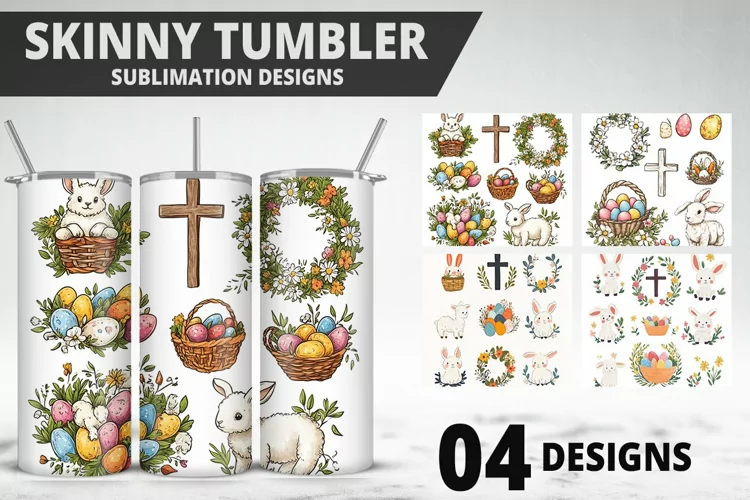 3D Easter Flower Sublimation| Bunny Tumbler Wrap Design