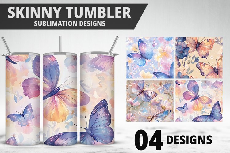 3D Butterfly 20 oz Tumbler Design| Butterfly Flower Tumbler