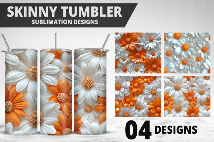 3D Flowers Tumbler Wrap | Sublimation Design | Tumble PNG