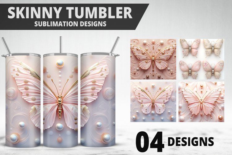 3D Butterfly 20 oz Tumbler Design| Butterfly Flower Tumbler example image 1