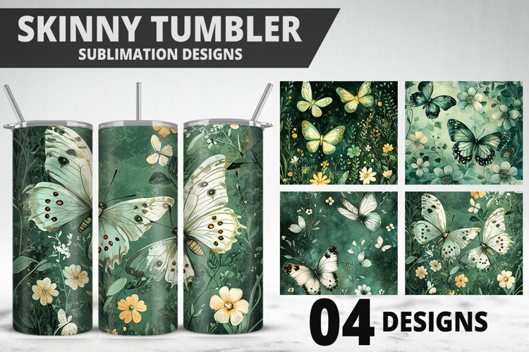 Butterfly 20 oz Tumbler Design| Butterfly Flower Tumbler example image 1