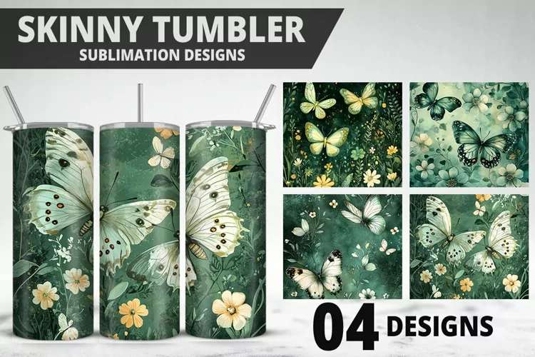 Butterfly 20 oz Tumbler Design| Butterfly Flower Tumbler