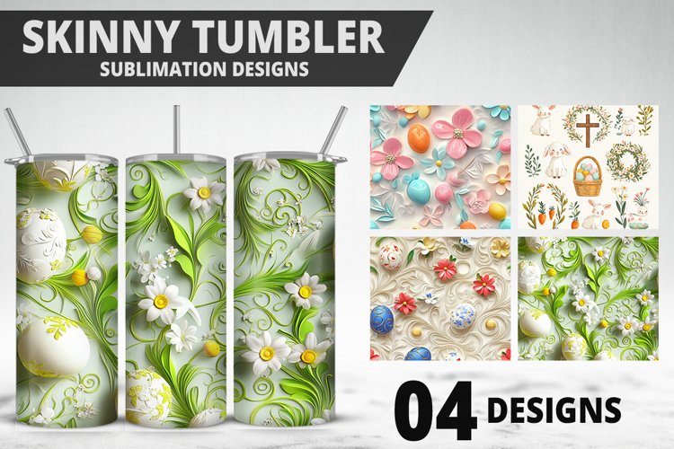 3D Easter Flower Sublimation| Bunny Tumbler Wrap Design