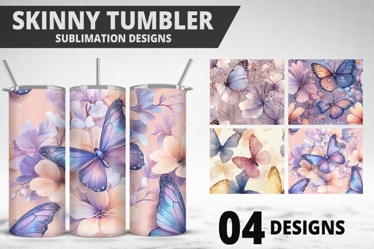3D Butterfly 20 oz Tumbler Design| Butterfly Flower Tumbler