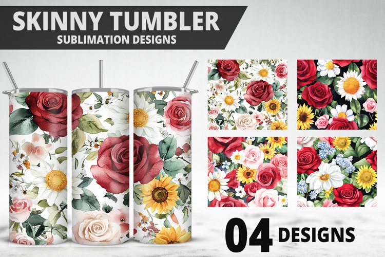 Rose Flowers Tumbler Wrap | Sublimation Design | Tumble PNG