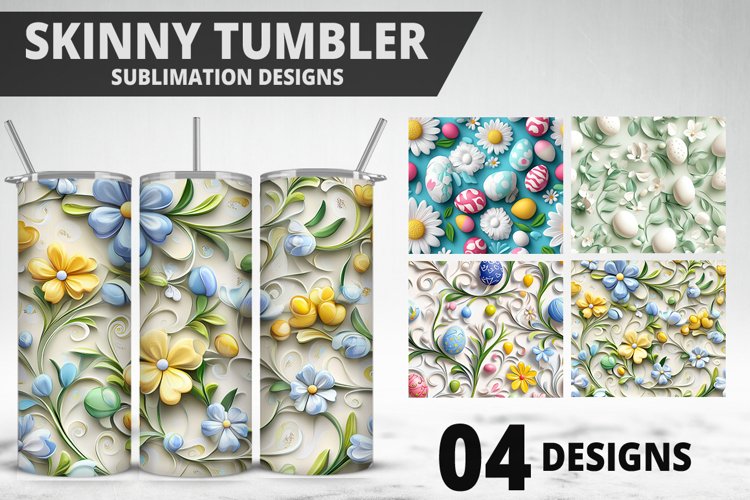 Easter Flower Sublimation| Bunny Tumbler Wrap|Easter Tumbler example image 1