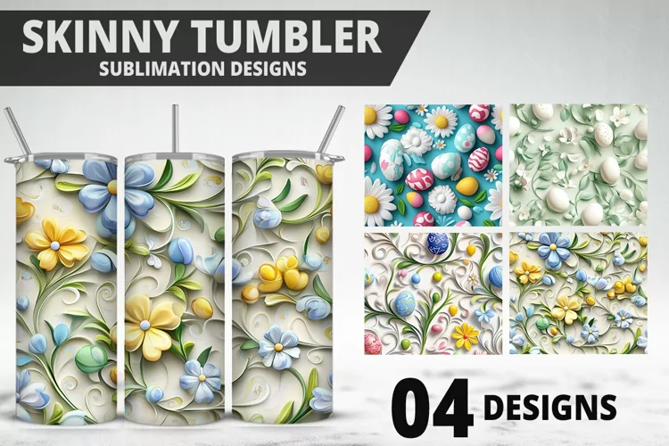 Easter Flower Sublimation| Bunny Tumbler Wrap|Easter Tumbler