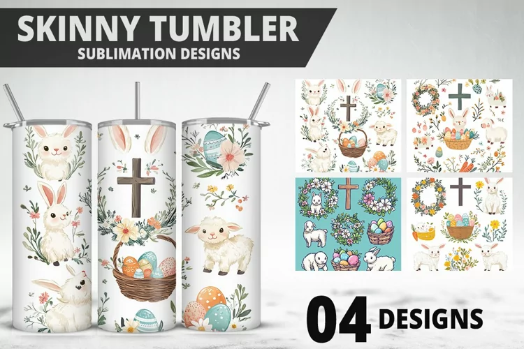 3D Easter Flower Sublimation| Bunny Tumbler Wrap Design