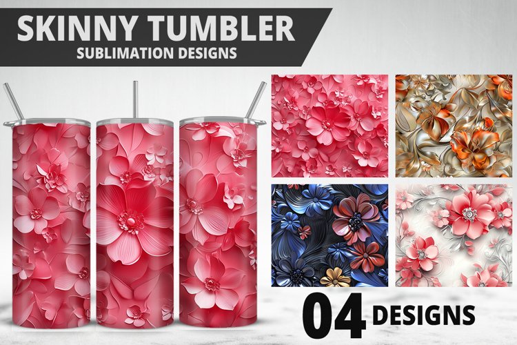 3D Flowers Tumbler Wrap | Sublimation Design | Tumble PNG