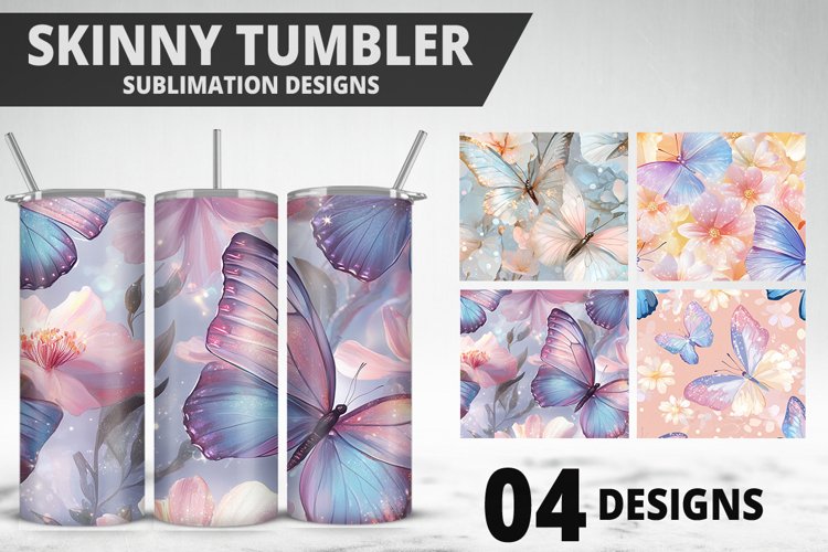 3D Butterfly 20 oz Tumbler Design| Butterfly Flower Tumbler