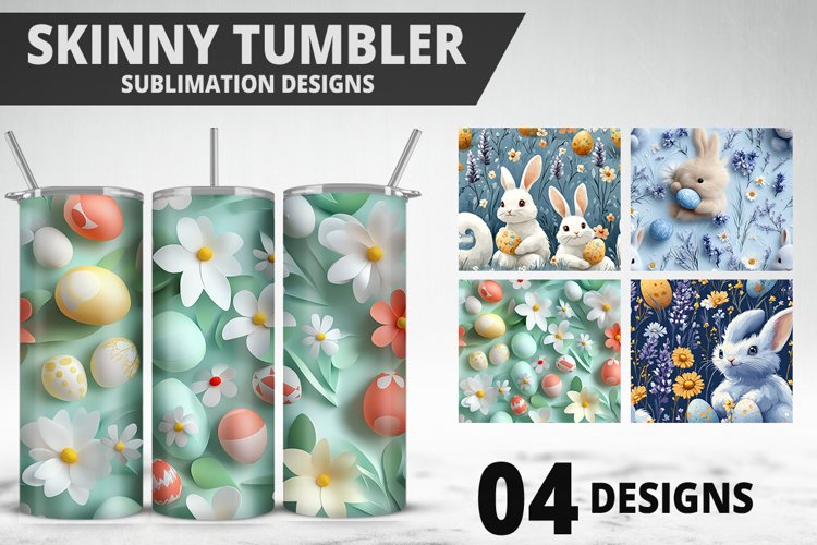 Easter Flower Sublimation| Bunny Tumbler Wrap|Easter Tumbler example image 1
