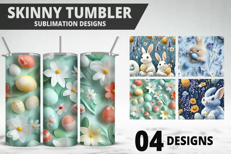 Easter Flower Sublimation| Bunny Tumbler Wrap|Easter Tumbler