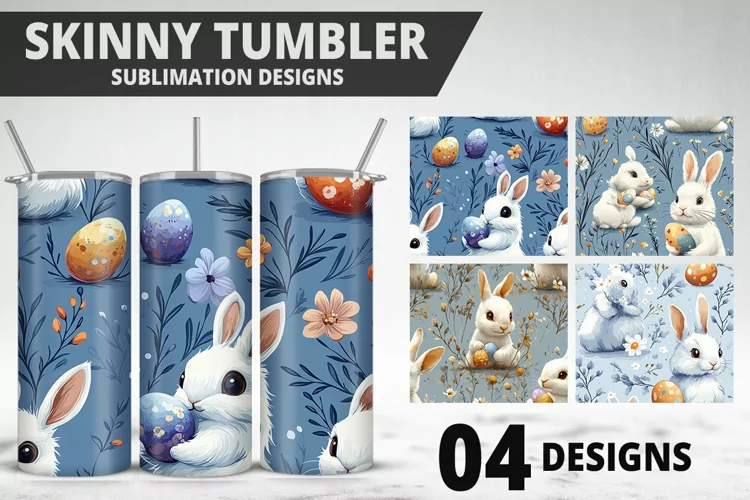 Easter Flower Sublimation| Bunny Tumbler Wrap|Easter Tumbler