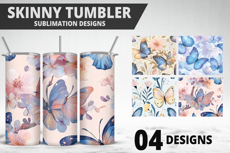 3D Butterfly 20 oz Tumbler Design| Butterfly Flower Tumbler