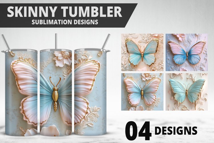 3D Butterfly 20 oz Tumbler Design| Butterfly Flower Tumbler example image 1