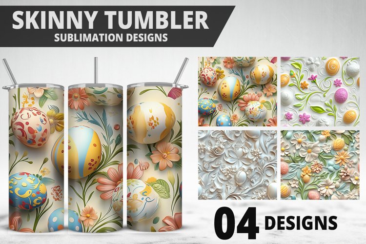 3D Easter Flower Sublimation| Bunny Tumbler Wrap Design example image 1