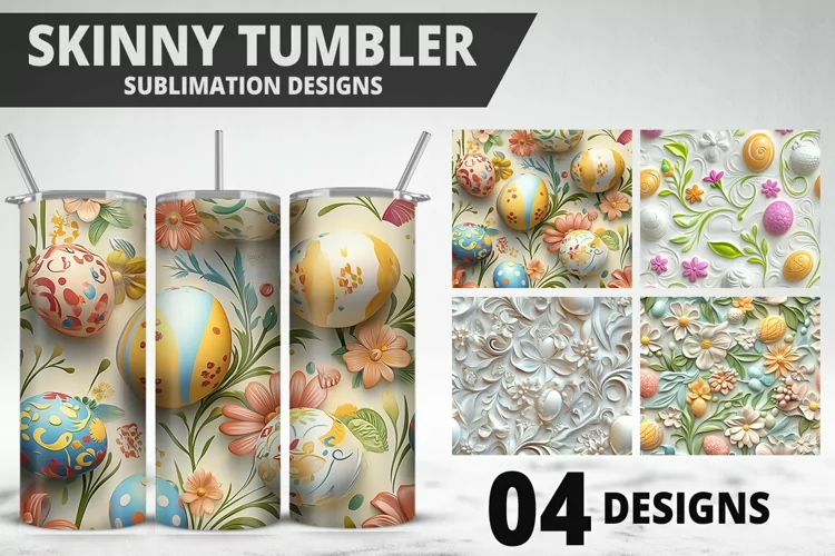 3D Easter Flower Sublimation| Bunny Tumbler Wrap Design