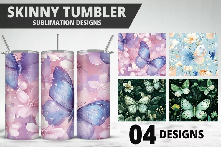 Butterfly 20 oz Tumbler Design| Butterfly Flower Tumbler