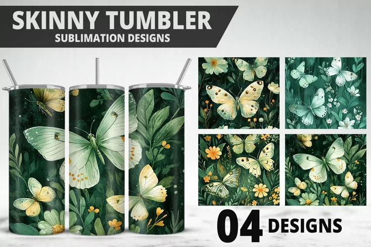 Butterfly 20 oz Tumbler Design| Butterfly Flower Tumbler