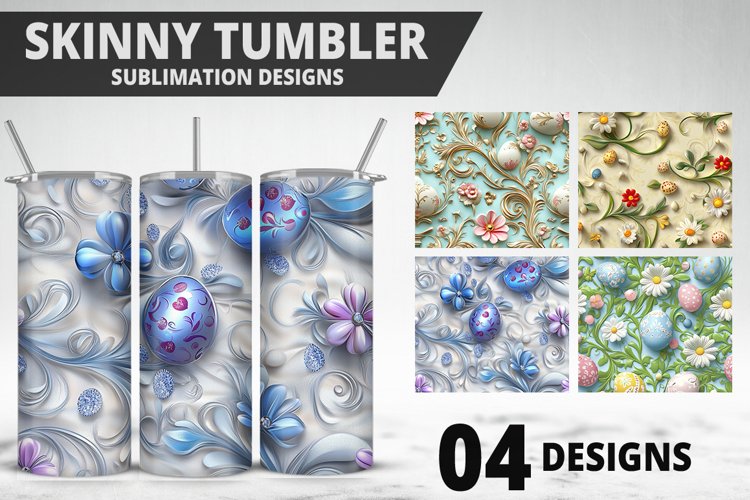 Easter Flower Sublimation| Bunny Tumbler Wrap|Easter Tumbler example image 1