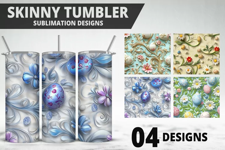 Easter Flower Sublimation| Bunny Tumbler Wrap|Easter Tumbler