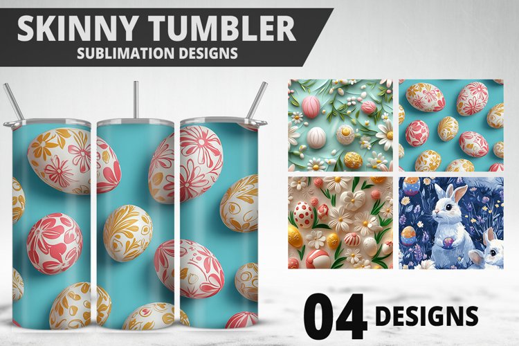 Easter Flower Sublimation| Bunny Tumbler Wrap|Easter Tumbler example image 1
