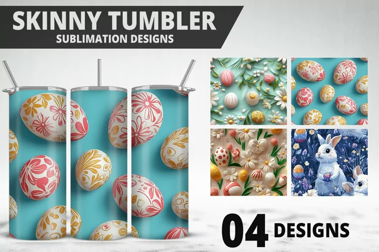 Easter Flower Sublimation| Bunny Tumbler Wrap|Easter Tumbler