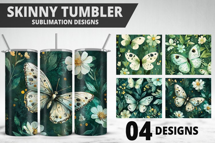 Butterfly 20 oz Tumbler Design| Butterfly Flower Tumbler example image 1