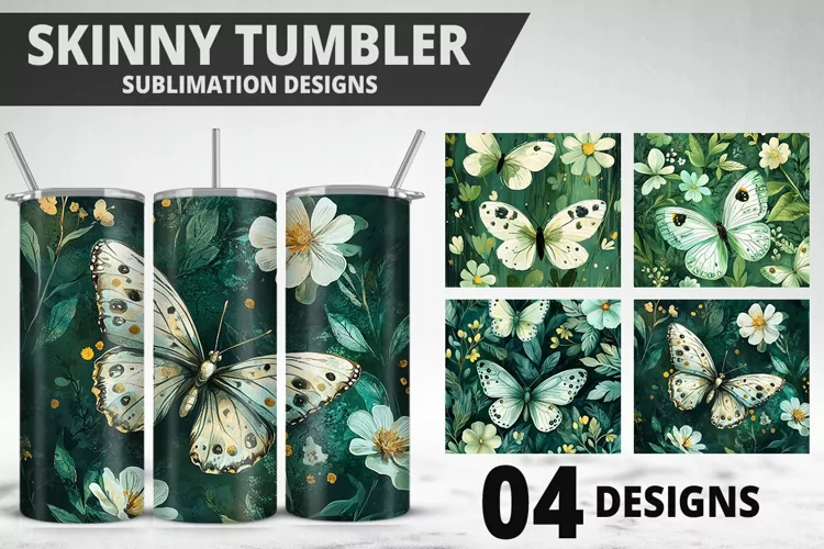 Butterfly 20 oz Tumbler Design| Butterfly Flower Tumbler