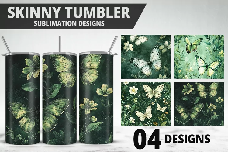 Butterfly 20 oz Tumbler Design| Butterfly Flower Tumbler