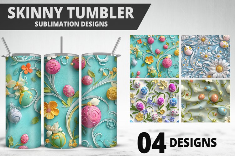 3D Easter Flower Sublimation| Bunny Tumbler Wrap Design