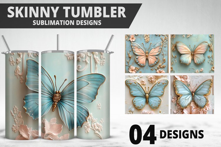 3D Butterfly 20 oz Tumbler Design| Butterfly Flower Tumbler example image 1